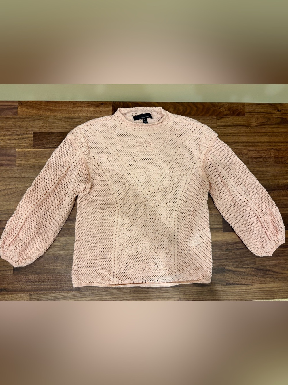 White House Black Market Blush Crochet Mock Neck Sweater